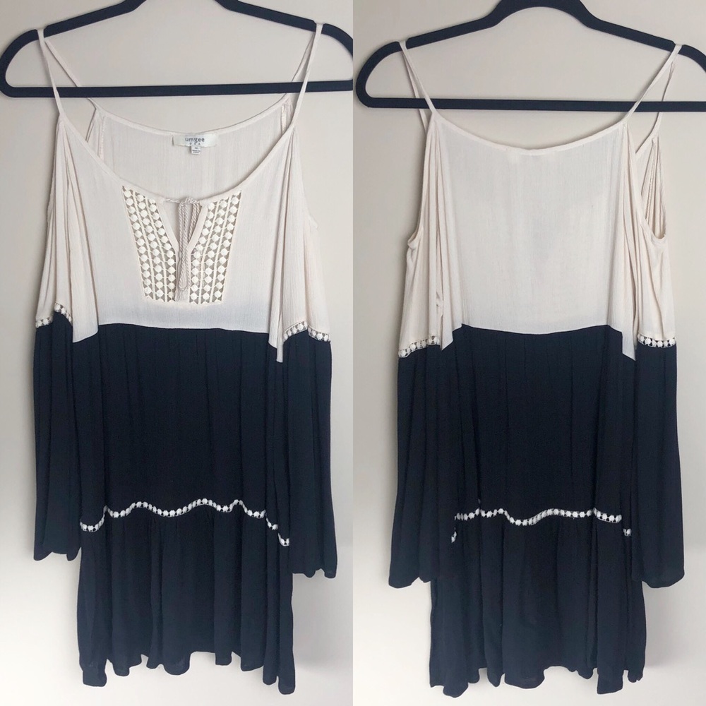 Umgee color block cold shoulder baby doll dress - Picture 2 of 7